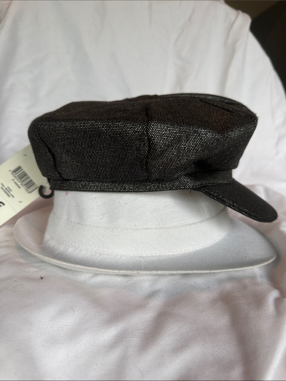 Black Shimmer Baker Boy Hat